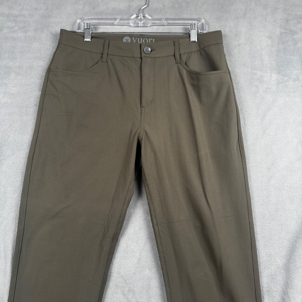 Vuori Mens Meta Pant Dark Olive Green Technical Stretch 5-Pocket Trousers 33x30 - Picture 8 of 11